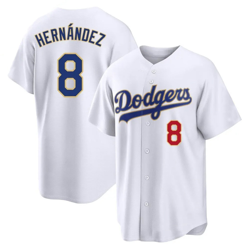 Los Angeles Dodgers #8 Enrique Hern¨¢ndez Player Gold White MIKSHPS 2026 Collection Stadium Limited Stitched Jerseys