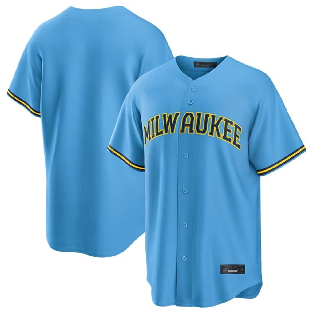 Milwaukee Brewers Blank Player Light Blue MIKSHPS Road Stadium Game Stitched Jerseys