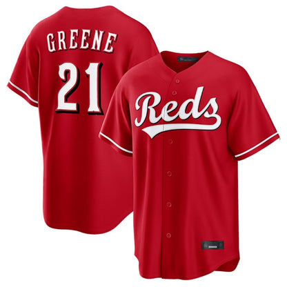 Cincinnati Reds #21 Hunter Greene Player Red MIKSHPS Home Game Stitched Jerseys
