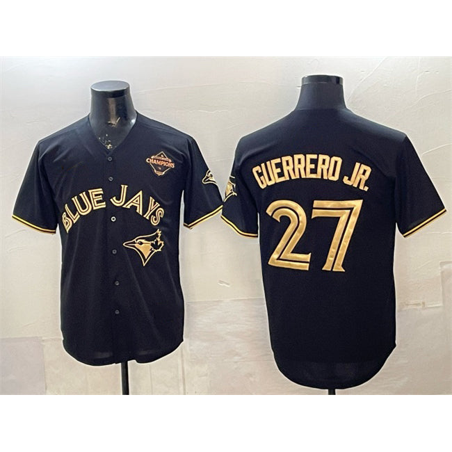 Toronto Blue Jays #27 Vladimir Guerrero Jr. Black Gold MIKSHPS 2025 American League Champions Limited Stitched Jersey