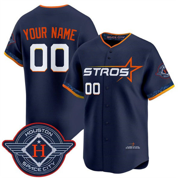 Custom Houston Astros Active Player Navy MIKSHPS 2025 City Connect Limited Stitched Jersey