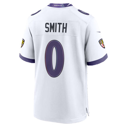 B.Ravens #0 Roquan Smith White MIKSHPS Game Jersey