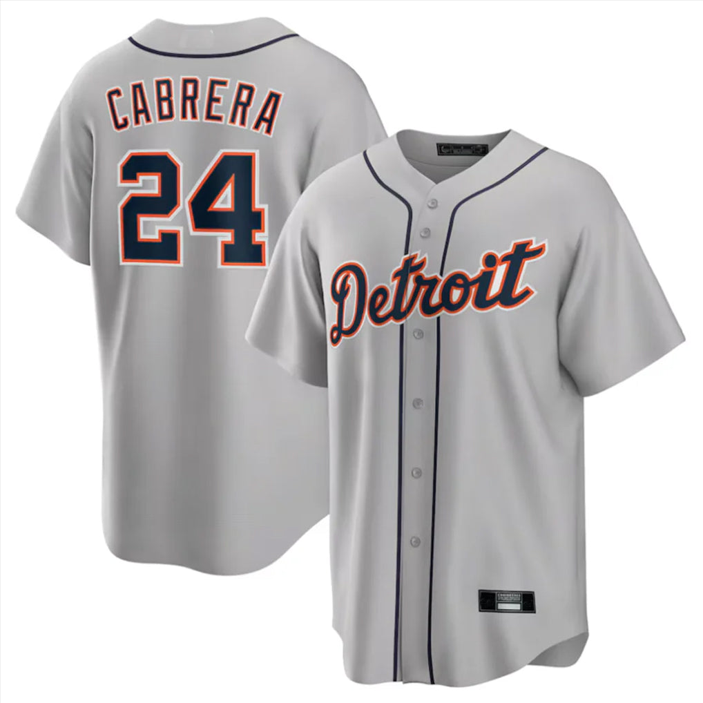 Detroit Tigers #24 Miguel Cabrera Player Gray MIKSHPS Home Game Stitched Jerseys