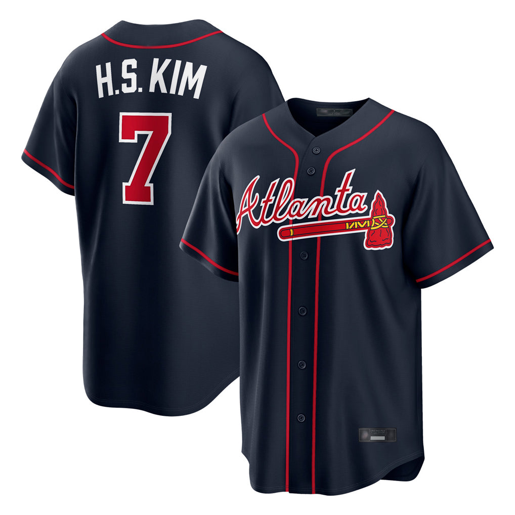 Atlanta Braves #7 Ha-Seong Kim Player Navy MIKSHPS Home Game Stitched Jerseys