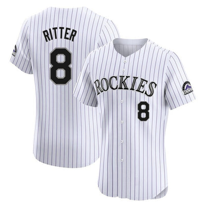 Colorado Rockies #8 Ryan Ritter Player White MIKSHPS Limited Elite Home Stitched Jerseys