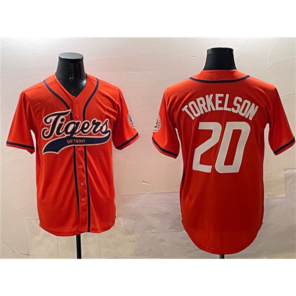 Detroit Tigers #20 Spencer Torkelson Orange MIKSHPS With Patch Cool Base Stitched Jersey 2