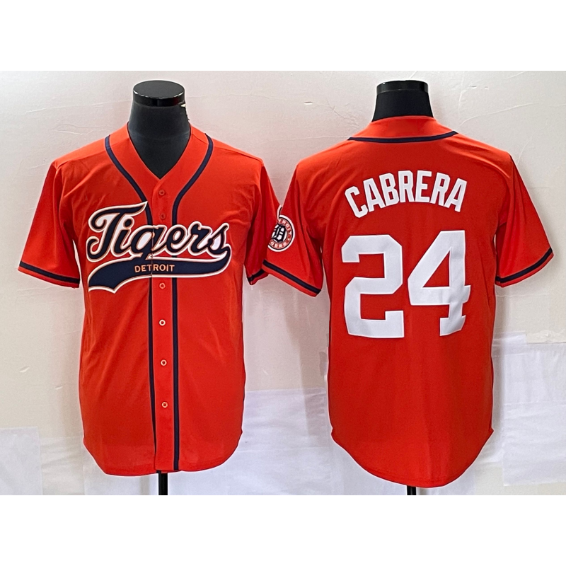 Detroit Tigers #24 Miguel Cabrera Orange MIKSHPS Cool Base Stitched Jersey