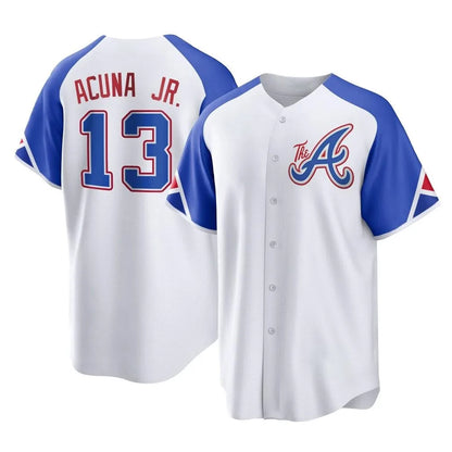 Atlanta Braves #13 Ronald Acuna Jr Player White MIKSHPS City Connect Home Game Stitched Jerseys