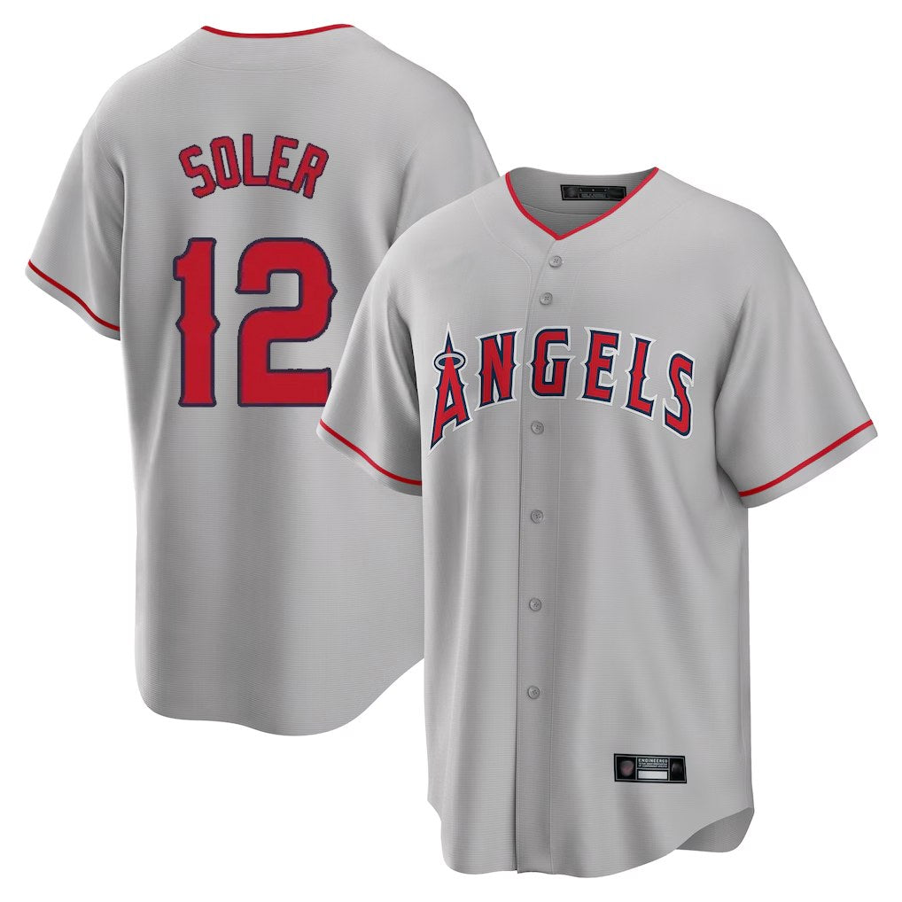 Los Angeles Angels #12 Jorge Soler Player Gray MIKSHPS Home Game Stitched Jerseys