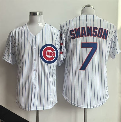 Chicago Cubs #7 Dansby Swanson White MIKSHPS Home Limited Stitched Jersey