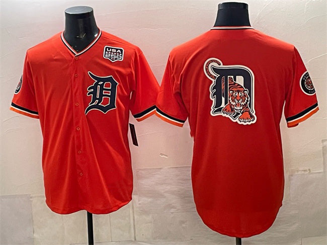 Detroit Tigers Team Big Logo Orange MIKSHPS 2026 Alternate USA 250' Patch Vapor Premier Limited Stitched Jersey