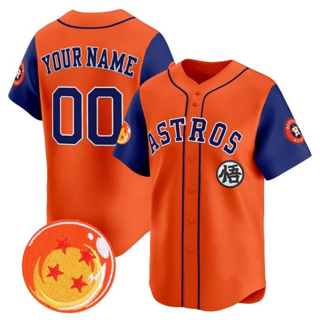 Custom Houston Astros x Dragon Ball Royal Orange MIKSHPS Vapor Premier Limited Jersey - All Stitched