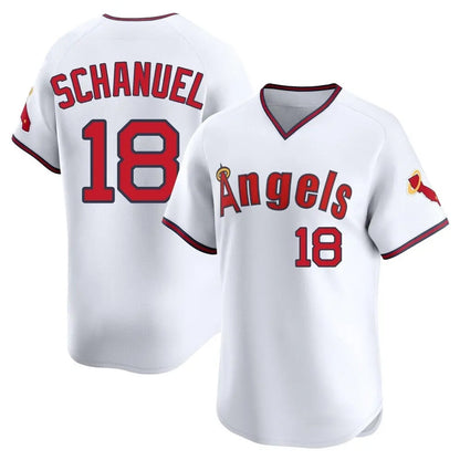 Los Angeles Angels #18 Nolan Schanuel Player White MIKSHPS T-shirt Home Limited Stitched Jerseys