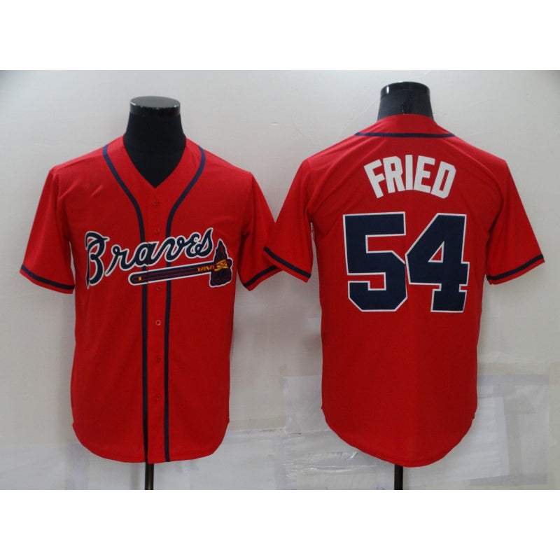 Atlanta Braves #54 Max Fried Red MIKSHPS Stitched Cool Base Jersey