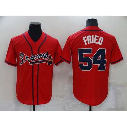 Atlanta Braves #54 Max Fried Red MIKSHPS Stitched Cool Base Jersey