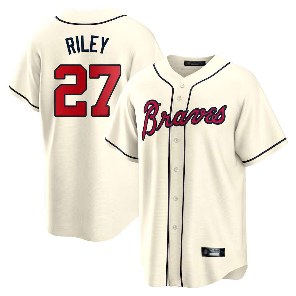 Atlanta Braves #27 Austin Riley Player Cream MIKSHPS Home Game Stitched Jerseys