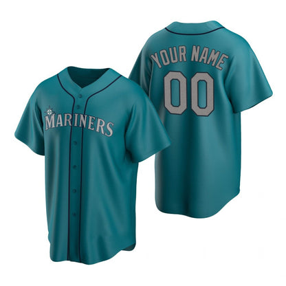 Custom Seattle Mariners Aqua MIKSHPS Stitched Cool Base Jersey
