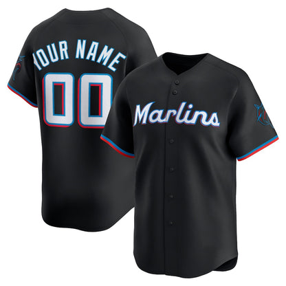 Custom Miami Marlins Black MIKSHPS Alternate Limited Jersey