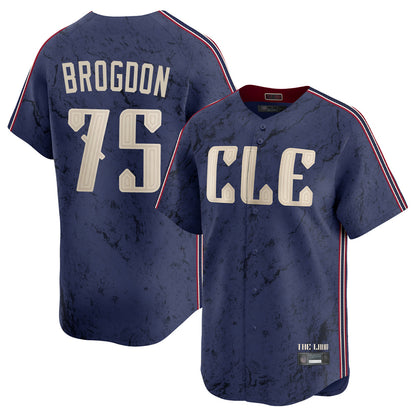 Cleveland Guardians #75 Connor Brogdon Player Navy MIKSHPS City Connect Limited Home Stitched Jerseys
