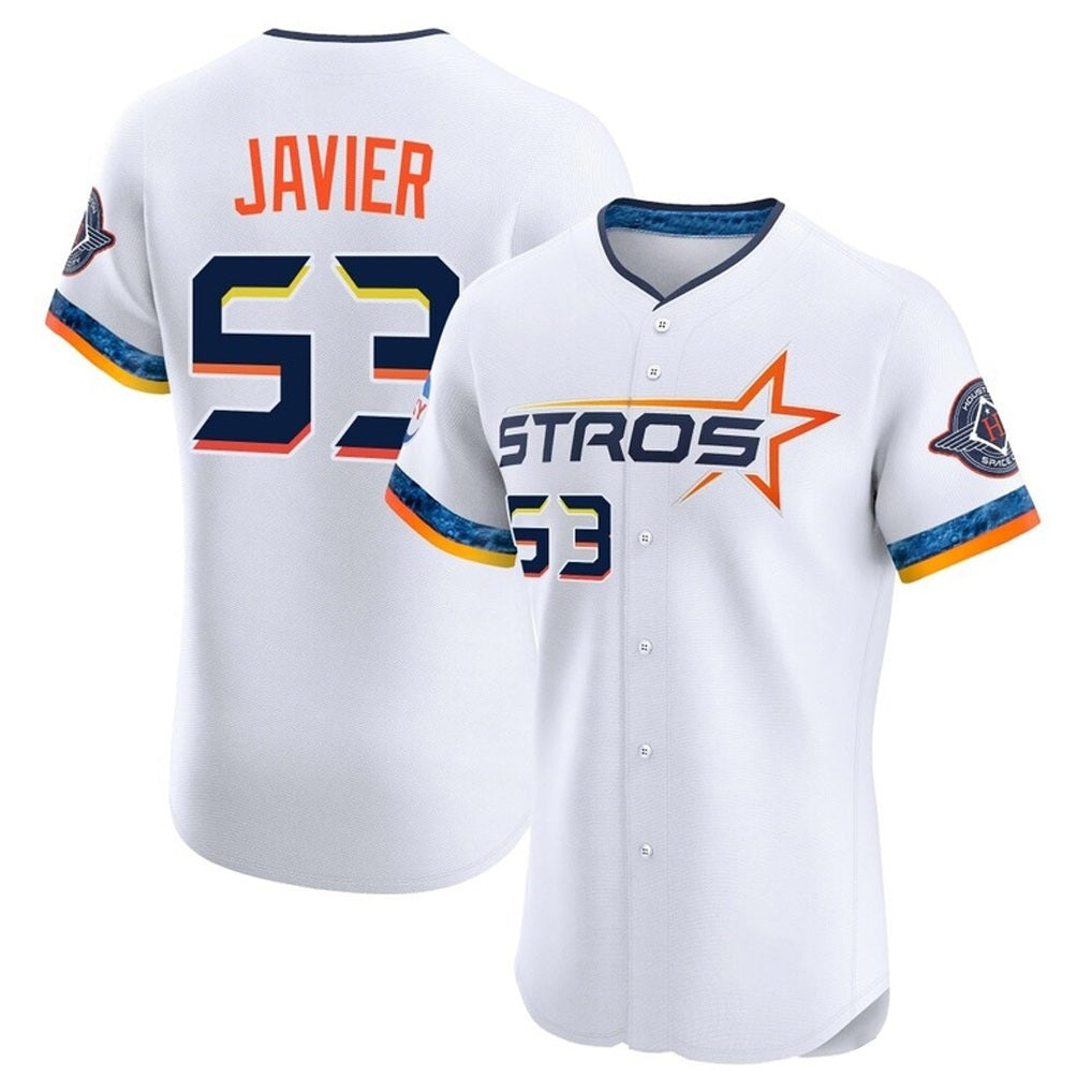 Houston Astros #53 Cristian Javier Player White MIKSHPS City Connect Limited Elite Home Stitched Jerseys