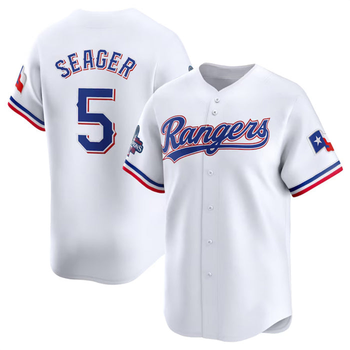 Texas Rangers #5 Corey Seager White MIKSHPS 2023 World Series Champions Stitched Jersey