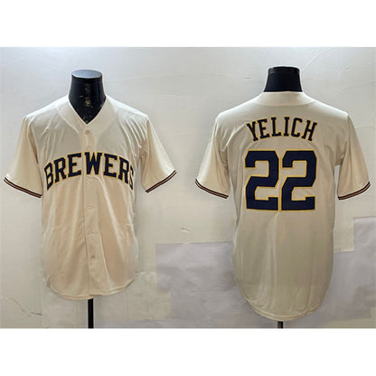 Milwaukee Brewers #22 Christian Yelich Cream MIKSHPS Cool Base Stitched Jersey