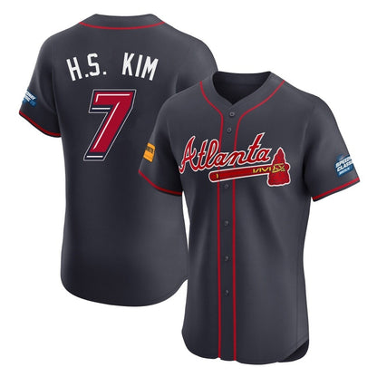 Atlanta Braves #7 Ha-Seong Kim Player Navy MIKSHPS 2025 Speedway Classic Limited Elite Home Game Stitched Jerseys