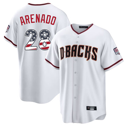 Arizona Diamondbacks #28 Nolan Arenado Player White MIKSHPS USA 250 Fourth of July Home Game Stitched Jerseys