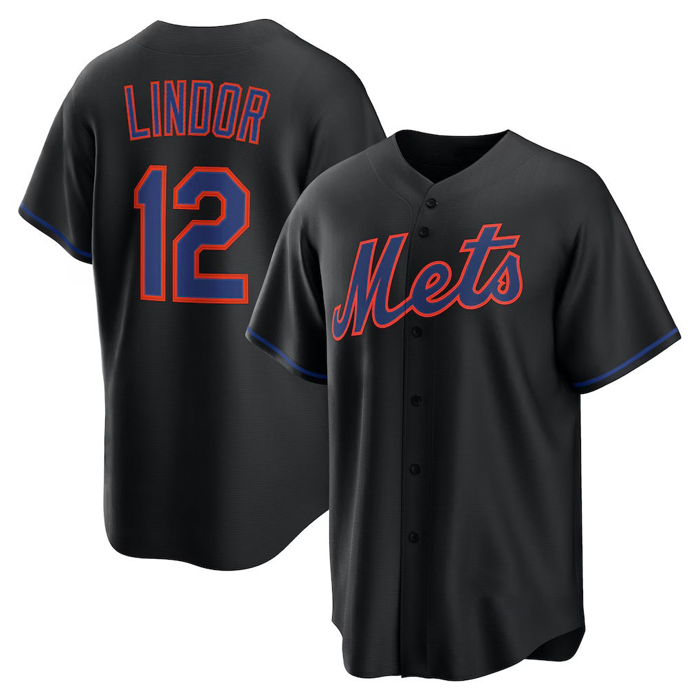 New York Mets #12 Francisco Lindor Black MIKSHPS Alternate Replica Jersey