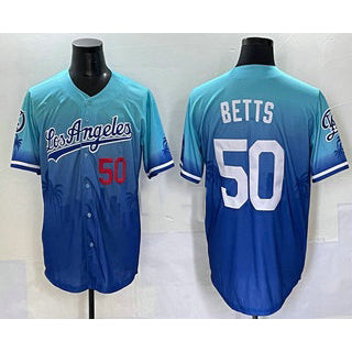 Los Angeles Dodgers #50 Mookie Betts Blue MIKSHPS 2025 City Connect Limited Stitched Jersey