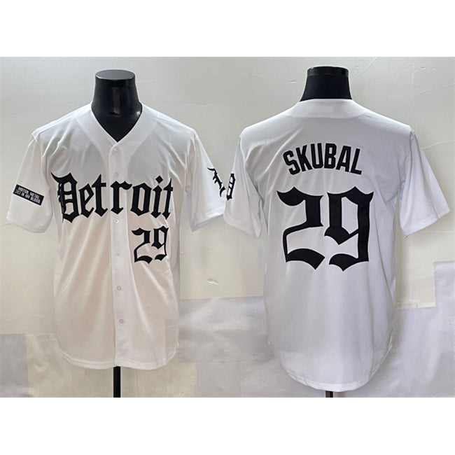 Detroit Tigers #29 Tarik Skubal White MIKSHPS 'Motor Gothic Edition' Vapor Premier Limited Stitched Jersey