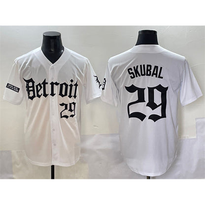 Detroit Tigers #29 Tarik Skubal White MIKSHPS 'Motor Gothic Edition' Vapor Premier Limited Stitched Jersey