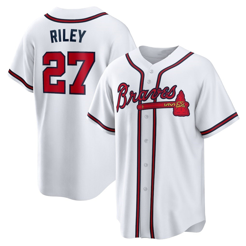 Atlanta Braves #27 Austin Riley White MIKSHPS Home Replica Player Jersey