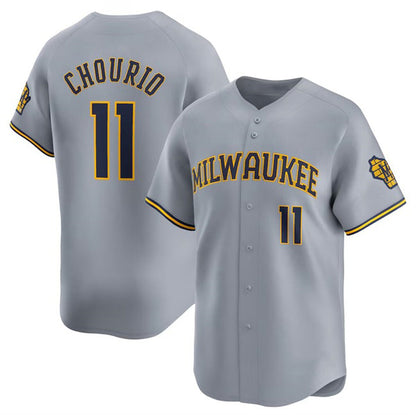 Milwaukee Brewers #11 Jackson Chourio Grey MIKSHPS 2024 Away Limited Stitched Jersey
