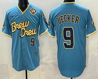 Milwaukee Brewers #9 Bob Uecker Blue MIKSHPS City Connect Limited Jersey