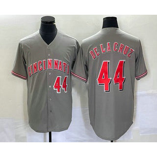Cincinnati Reds #44 Elly De La Cruz Number Grey MIKSHPS Cool Base Stitched Jersey