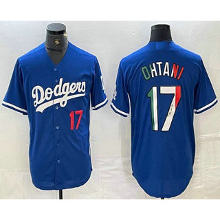 Los Angeles Dodgers #17 Shohei Ohtani Number Mexico Blue MIKSHPS Cool Base Stitched Jerseys
