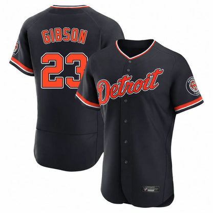 Detroit Tigers #23 Kirk Gibson Player Navy MIKSHPS Limited Elite Home Game Stitched Jerseys