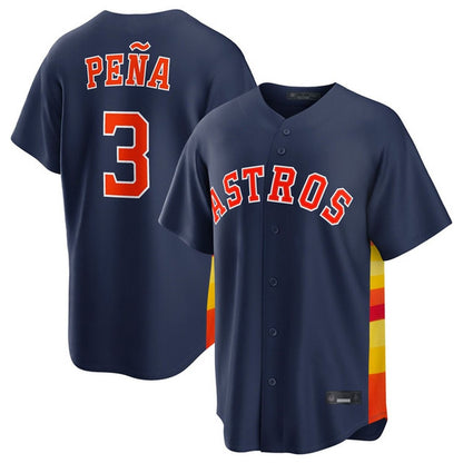 Houston Astros #3 Jeremy Pena Player Navy MIKSHPS Home Game Stitched Jerseys