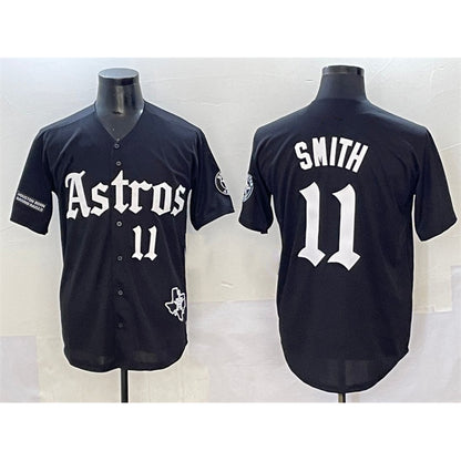 Houston Astros #11 Cam Smith Black MIKSHPS Gothic 'Houston Born Barrio Raised' Limited Stitched Jersey