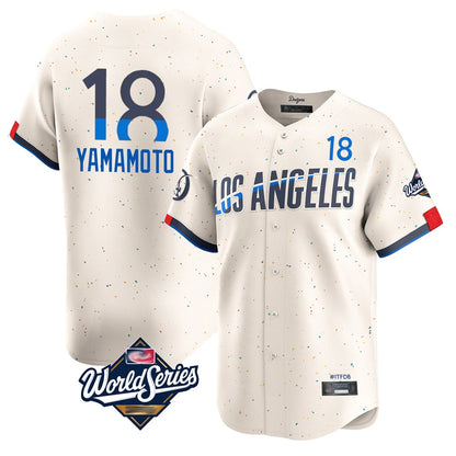 Los Angeles Dodgers #18 Yoshinobu Yamamoto Player Cream MIKSHPS World Series City Connect Limited Home Stitched Jerseys