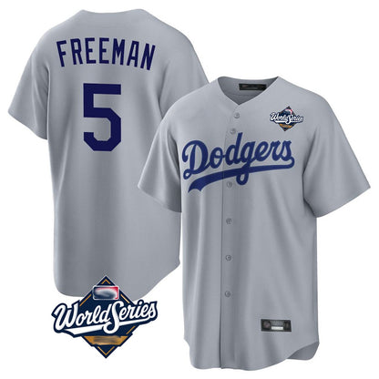 Los Angeles Dodgers #5 Freddie Freeman Player Gray MIKSHPS World Series Game Stitched Jerseys