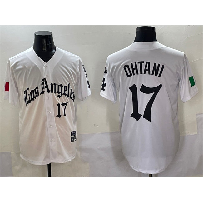 Los Angeles Dodgers #17 Shohei Ohtani White MIKSHPS Mexico 2025 LA Gothic Style With Fernando Patch Vapor Premier Limited Stitched Jersey
