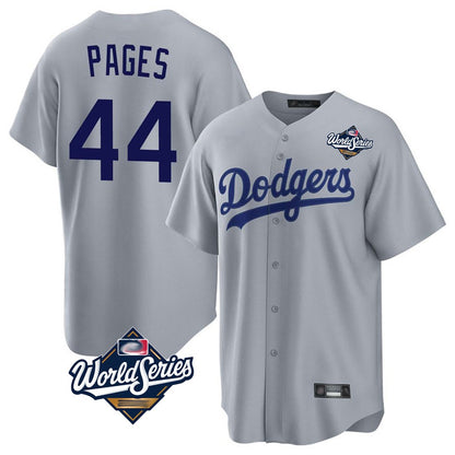 Los Angeles Dodgers #44 Andy Pages Player Gray MIKSHPS World Series Game Stitched Jerseys