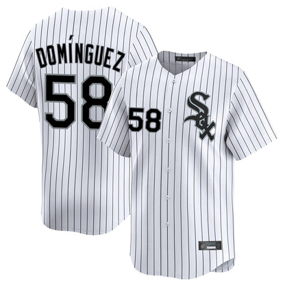 Chicago White Sox #58 Seranthony Dominguez Player White MIKSHPS Stripe Limited Home Stitched Jerseys