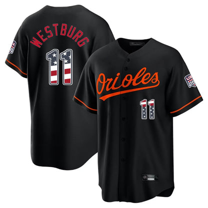 Baltimore Orioles #11 Jordan Westburg Player Black MIKSHPS USA 250 Fourth of July Home Game Stitched Jerseys