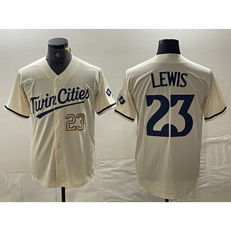 Minnesota Twins #23 Royce Lewis Number Cream MIKSHPS Cool Base Stitched Jerseys