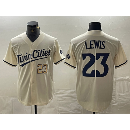 Minnesota Twins #23 Royce Lewis Number Cream MIKSHPS Cool Base Stitched Jerseys