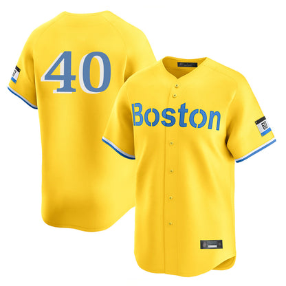 Boston Red Sox #40 Willson Contreras Player Yellow MIKSHPS Limited Home Game Stitched Jerseys1
