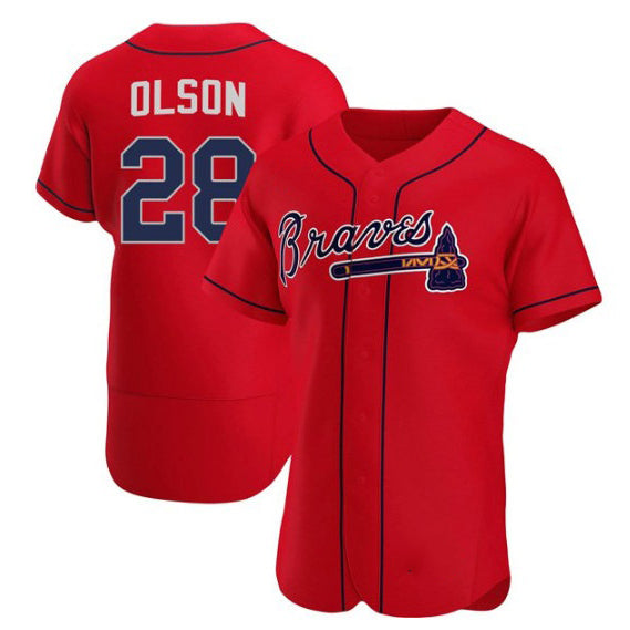 Atlanta Braves #28 Matt Olson Red MIKSHPS Flex Base Stitched Jersey